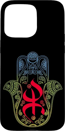 Vista 30 de Funda para iPhone 13 Pro Max Khamsa Amazigh Berber con símbolo de Yaz con colores vibrantes de la bandera