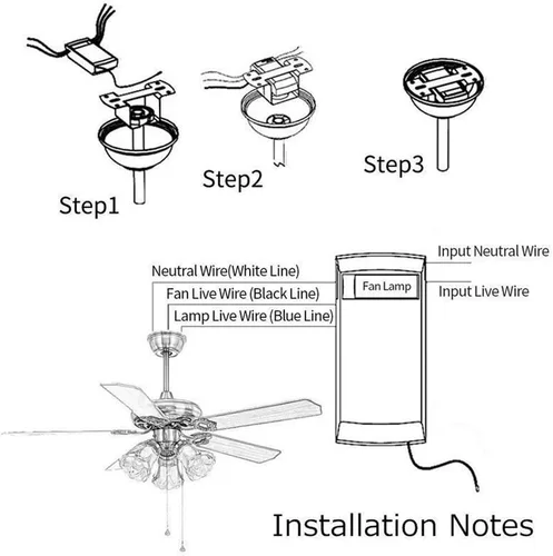 Vista 4 de Kit universal de control remoto para ventilador de techo, control remoto inalámbrico y kits de receptor para lámpara, ventilador de techo 3 en 1
