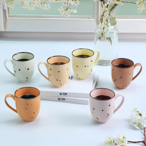 Vista 5 de Esfour Ceramics Juego de Tazas de Café de 6, 14 Oz Tazas de Mango Grande de Servicio Pesado - Seguras para Microondas y Lavavajillas - Café