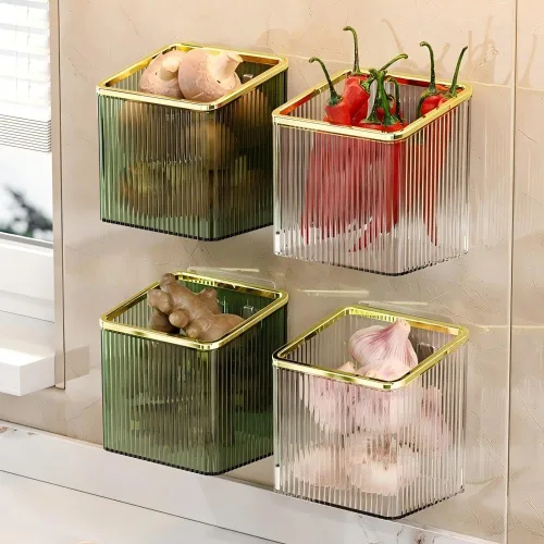 Vista 3 de Estantes de pared adhesivos sin taladros Organizador flotante que ahorra espacio para cocina, baño y oficina Estantes de almacenamiento