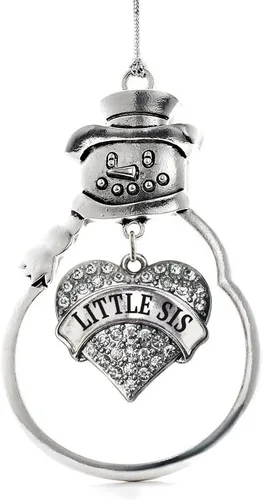 Vista 144 de Inspired Silver - Big Sis - Adorno de Navidad plateado - Adorno de árbol de Navidad con dije de corazón con circonita cúbica - Decoración colgante