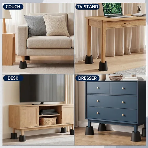 Vista 6 de Paquete de 15 elevadores de cama resistentes de 4 pulgadas, elevadores redondos de muebles para camas, sofás, mesas, sillas, capacidad total