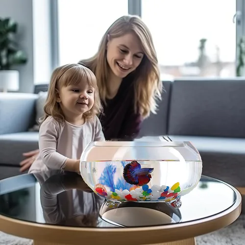 Vista 4 de Tanque de peces de vidrio de 2 galones, resistente y agradable pecera Betta, pequeños acuarios para pequeños peces ornamentales y reptiles, vidrio