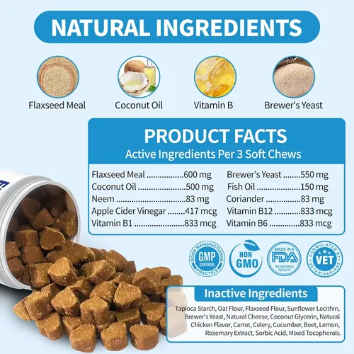 Vista 7 de Prevención de pulgas y garrapatas para perros masticables 200Ct – Suplemento masticable para pulgas y garrapatas, suplemento recomendado por
