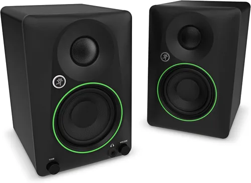Vista 7 de Mackie CR3.5BT - Monitores de estudio de referencia creativa alimentados de 3.5 pulgadas con Bluetooth, perilla de tono e interruptor de ubicación