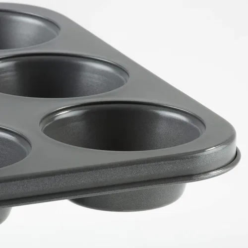 Vista 3 de KB1003 - Bandeja antiadherente de teflón para 12 tazas, longitud de lata, 13.8 in x 10.6 in de ancho, acero al carbono para magdalenas o cupcakes