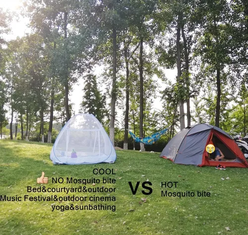 Vista 6 de Jsanh Mosquitera plegable para tienda de campaña, cortinas para camas, red portátil de tamaño King con parte inferior para bebés y adultos de 80 x
