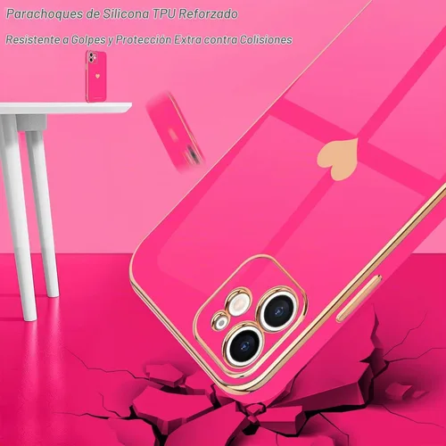 Vista 4 de Teageo Funda compatible con iPhone 12 para mujeres y niñas, diseño de Rosa fuerte