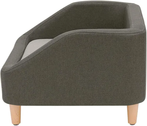 Vista 8 de Teamson Pets Bennett - Sofá cama elevada de lino jaspeado de 32 pulgadas con cojín extraíble y funda lavable para gatos y perros pequeños