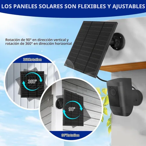 Vista 4 de Paneles solares para cámara Ring al aire libre inalámbrica (Nueva Generación) Cargador de panel solar de 5W 5V con USB-C y enchufe para Spotlight