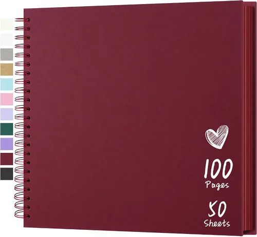Vista 28 de Álbum de recortes de 7 x 7 pulgadas, álbum de recortes DIY de tapa dura de papel kraft, álbumes de fotos, 40 páginas, perfecto para fotos de 4 x 6