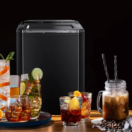 Vista 7 de Máquina de hielo para encimera, 9 cubos listos en 6 minutos, 26 libras en 24 horas, máquina de hielo autolimpiante con cuchara de hielo y cesta, 2