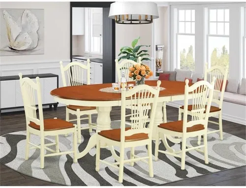 Vista 2 de Atlin Designs Juego de mesa y silla de comedor de madera de 7 piezas en color cereza