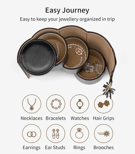 Vista 33 de Vlando Viaggio - Joyero pequeño, caja de almacenamiento para accesorios de viaje