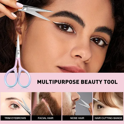 Vista 2 de Cuidado personal Herramientas profesionales de belleza (rosa) Tijeras pequeñas Depilación facial y oído, nariz y cejas, recorte de barba Tijeras
