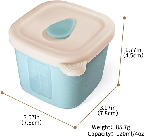 Vista 6 de Recipientes de silicona para alimentos para bebés, tarros reutilizables de almacenamiento de alimentos para bebés de 4 onzas con tapas, perfectos