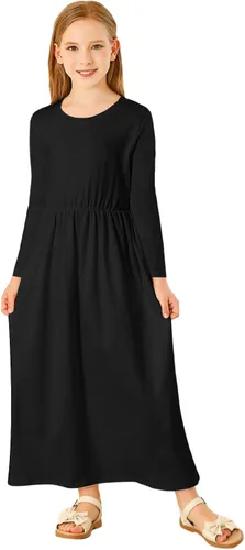 Vista 2 de 21KIDS Vestido largo para niñas de 6 a 12 años con bolsillos para niñas