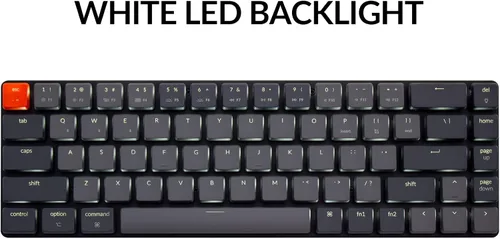 Vista 9 de Keychron K7 65% Layout Teclado mecánico USB inalámbrico ultradelgado intercambiable en calienteBluetooth con cable USB con interruptor óptico rojo