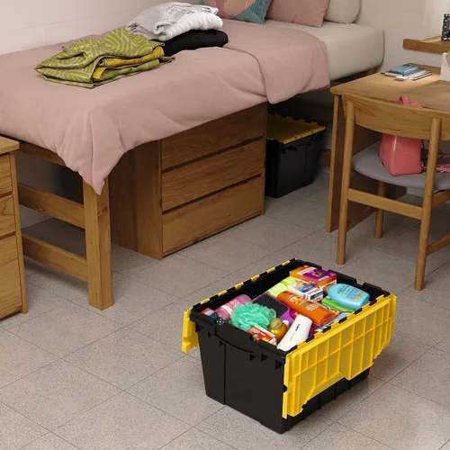 Vista 2 de Akro-Mils KeepBox Contenedor de almacenamiento de 12 galones, caja de almacenamiento de plástico apilable y anidable con tapa adjunta, bolsa