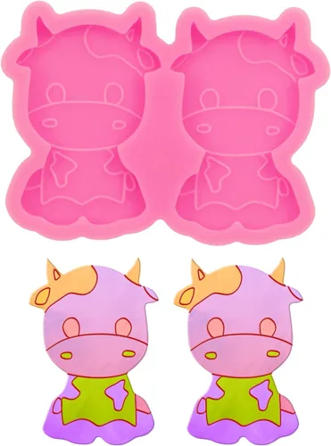 Vista 14 de Molde de silicona de resina de cabeza de animal lindo de 8 cavidades, mini conejo, corazón, caballo, robot, forma de cabeza de oso, molde