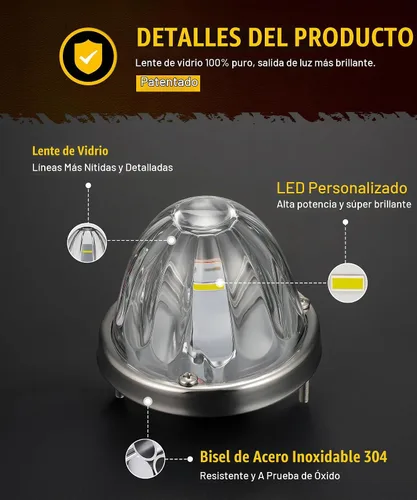 Vista 3 de Partsam 2 Piezas Luces de Cristal de Sandía [Patentadas] Lente Transparente Luz LED Blanca de Marcha con Bisel de Acero Inoxidable de Repuesto