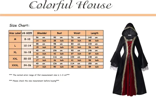 Vista 7 de Colorful House - Disfraz de princesa renacentista talla extragrande para mujer, vestido medieval