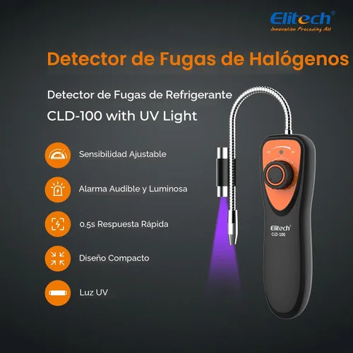 Vista 2 de Elitech Detector de fugas de refrigerante, CLD-100 Detector de fugas de freón Detector de fugas de refrigerante HVAC para automóvil Detector