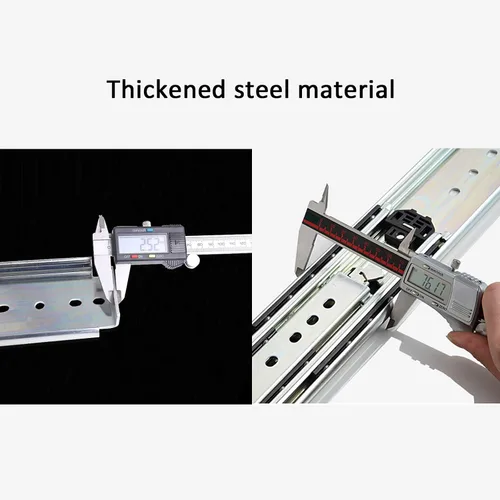 Vista 5 de 1 par de corredores de cajón industrial de 2.992 in de ancho, resistente, 485 lb, extensión completa con rodamientos de bolas con cerradura