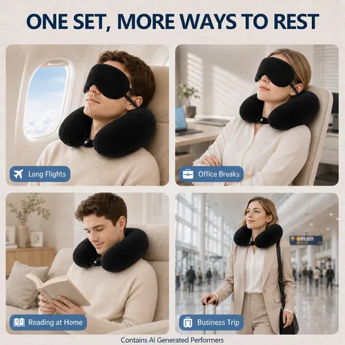 Vista 7 de RAINFLOW Almohada cervical para dormir en avión