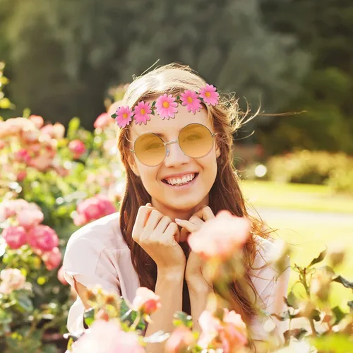 Vista 24 de ONESING 8-20 pares de gafas de sol redondas hippie círculo para mujer, gafas de sol hippie multicolor diadema discoteca fiesta