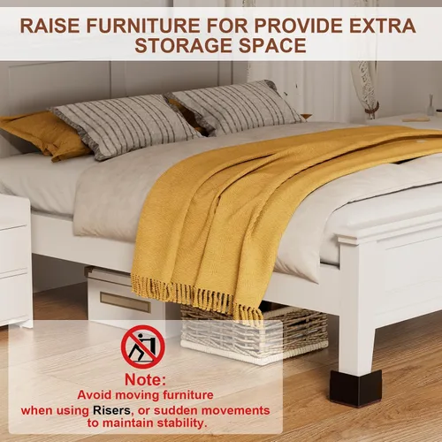Vista 6 de Ezprotekt Elevadores de cama de 2 pulgadas, elevadores de muebles resistentes para cama, sofá, silla, marco de patas de mesa, elevadores de cama