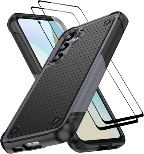 Vista 80 de Jeylly Funda para Samsung Galaxy S10 Plus S10+, ajuste delgado, doble capa, resistente, absorción de golpes, TPU con carcasa trasera de Negro