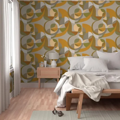 Vista 5 de Spoonflower Mid Century Modern Pre-Pasted Removable Wallpaper Sample 12" x 24" Era 1950S 1960S Look Water-activated, simple to install and