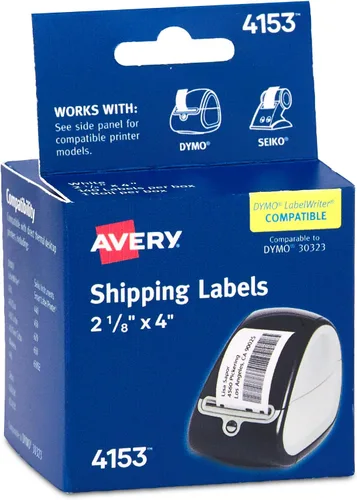 Vista 9 de Avery Direct Thermal Shipping Labels, 2-1/8" x 4", White, Comparable to DYMO 30323, 1 Roll of Labels, 140 Total (4153) (Pack of 10)