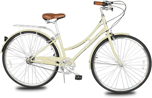 Vista 16 de Tracer Osaka - Bicicletas híbridas, marco de acero, Shimano Nexus Inter 3/7 velocidades, agarre marrón asiento marrón, bicicleta de carretera