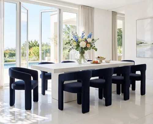 Vista 32 de RIVOVA Silla de comedor moderna de barril, silla lateral acolchada en lino con brazos cómoda para tocador, silla para comedor, sala de estar