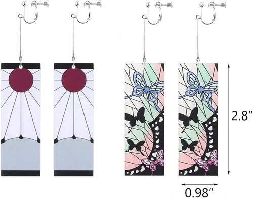 Vista 6 de Tanjiro - Pendientes colgantes para mujer anime cosplay para hombres Kimetsu No Yaiba anime cosplay regalo de Navidad para niñas Acrílico otro