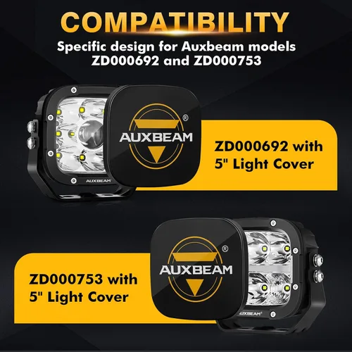 Vista 4 de Auxbeam XP-Ultra - Paquete de luces LED de 5 pulgadas con cubiertas protectoras negras, luces ámbar DRL para todo terreno, luz de zanja de doble