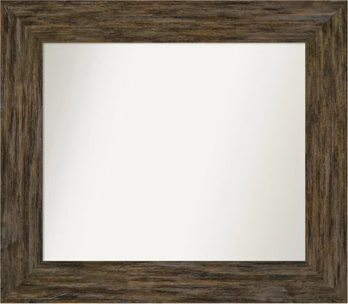 Vista 49 de Amanti Art Espejo personalizado, espejo de baño marrón Fencepost, espejo de pared o espejo de tocador de baño sobre el fregadero (27 x 27 pulgadas)