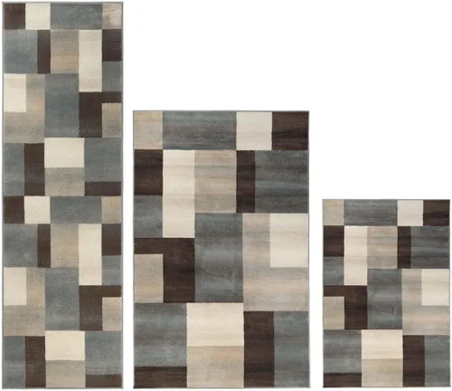 Vista 37 de Superior alfombra de área de la colección diseñador Clifton, 8 mm de altura de apilado, con respaldo de yute, diseño geométrico contemporáneo, Beige