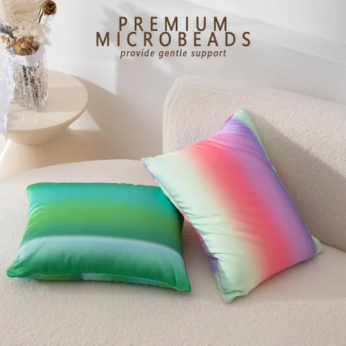 Vista 6 de Almohada blanda de microcuentas para el cuello, con funda extraíble de 16 y 12 pulgadas, almohada suave de viaje para cama corporal, almohada