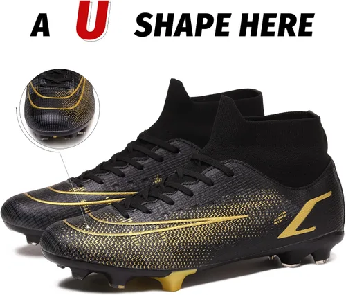 Vista 2 de Patomio Eagle Botines de fútbol para hombre botas de fútbol con pinchos soporte de tobillo para interiores y exteriores entrenamiento de competición