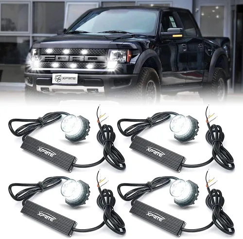 Vista 11 de Xprite - Juego de luces led estroboscópicas ocultas ámbar con 14 patrones de flash, luces estroboscópicas de parrilla para camiones, montaje