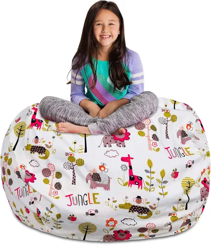 Vista 47 de Posh Creations Funda de puf para niños con almacenamiento para animales de peluche - Organizador de juguetes para niños, Mediano 68.58 cm - Lona