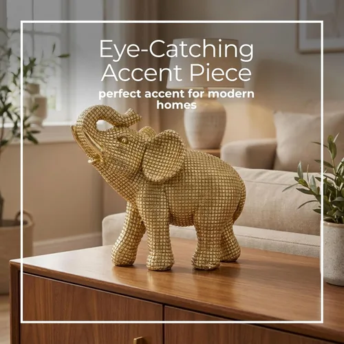 Vista 4 de Figura decorativa de elefante de resina para decoración del hogar y el baño, estatua de adorno para escritorio de oficina, sala de estar