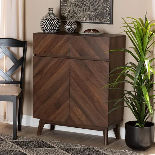 Vista 9 de Baxton Studio Hartman Mid-Century - Gabinete moderno de madera con acabado marrón nogal