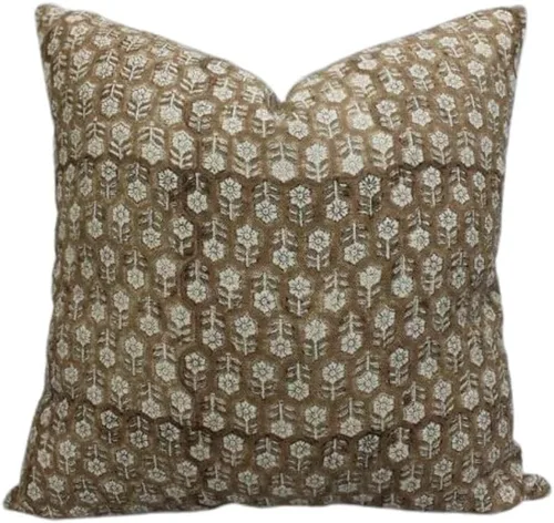 Vista 6 de Fundas de almohada de lino grueso con estampado de bloques, 14x14 pulgadas, fundas de almohada vintage hechas a mano para sofá y sofá, funda