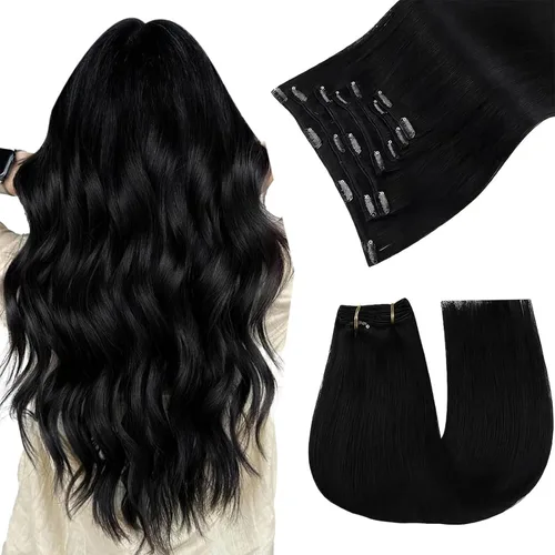 Vista 10 de Easyouth Extensiones de cabello rubio con clip, extensiones de cabello humano con clip, color rubio blanco, 7 unidades de 3.33 oz, extensiones