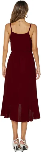 Vista 6 de Womens Summer Chiffon Sleeveless Spaghetti Strap Cross V Neck High Low Dress Beach Flowy Party Midi Dresses 837