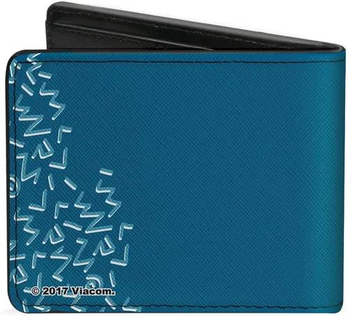 Vista 2 de Nickelodeon - Billetera para hombre, plegable, Nick 90s Rewind Character Group Pose Turquoise, cuero vegano, multicolor, tamaño estándar, Varios